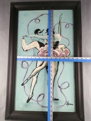 Vintage Gloria Signed Ballet Dancers Painting Framed Impasto Mid-Century Modern