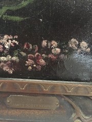 Beautiful Vintage Antique Italian M.Calzolari Still Life with Flowers Oil On Can