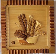 Pair of Wood Artwork vintage pictures