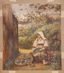 Filippo Indoni Jr. (1842-1908) – Original Watercolor Painting – Sorting Grapes