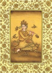 A Persian Woman Painting Hand Miniature Gouache & Gold On Paper 8.5×11.5 Inches