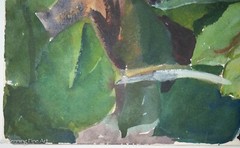 Beautiful Vintage Tropical Floral Painting of Blooming White Hibiscus, Fine!