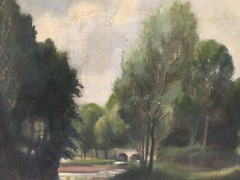 Old Oil Painting Signed Hudson River School Post-Impressionist Landscape