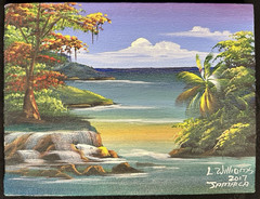 ORIGINAL 2017 L. Williams Jamaica Beach Art Oil Painting on Canvas – Signed