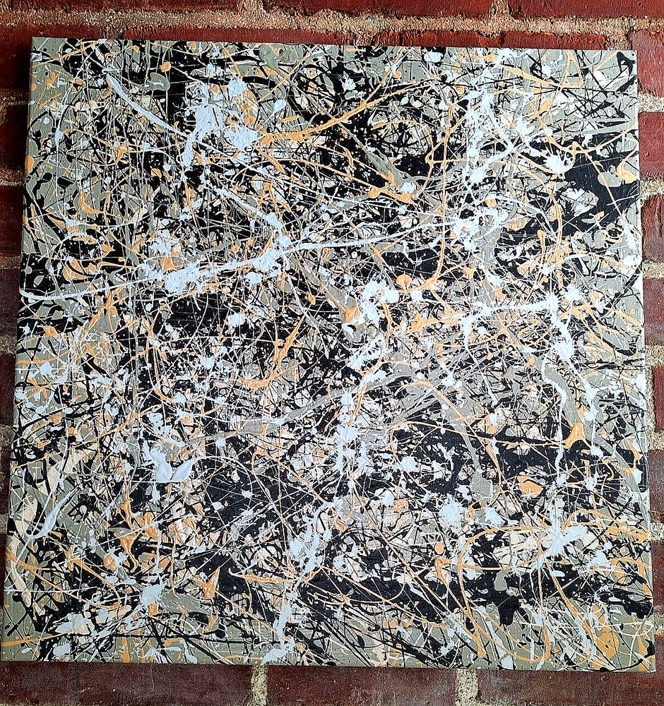 Original Abstract Action Painting jackson pollock style signed canvas art