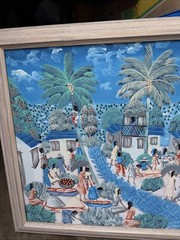 ALABY OIL ON CANVAS HAITIAN PEOPLE LANDSCAPE PAINTING SIGNED 24” 20”