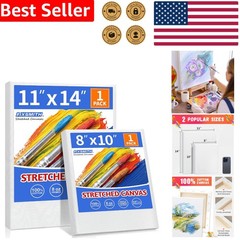 Stretched Canvas Bulk Pack 2 Cotton Wood Primed for Acrylic Oil Painting