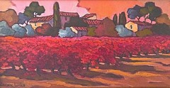 Original Oil Painting French Village Landscape Signed L. Jordan Framed w/ COA