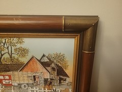 H. Hargrove Red Oak Farms Signed Serigraph Canvas Framed Americana VNTG 1980’s