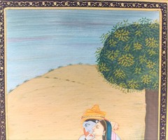 Radha Krishna Under the Tree Miniature Painting on Paper – 14 x 21 cm