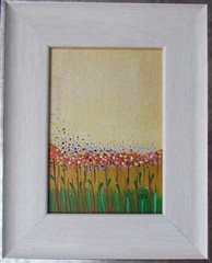 Cori Carroll original acrylic art 5 x 7in unframed canvas board, FLOWERS IN WIND