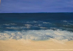 Original Realism Painting Of Ocean Waves On Sandy Beach Seascape Sky Nature
