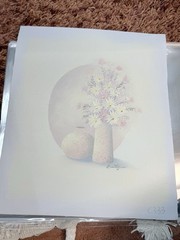 Still Floral Painting On Canvas Pastel Taupe & Pink 11.5×13.75 8×10