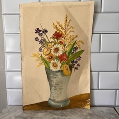 Original Realism Floral Still Life Acrylic Painting on Paper, 16×12 in, Unframed
