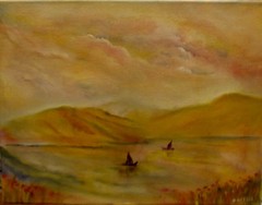 Sails at Sunrise acrylic on canvas artist signed painting 11×14″