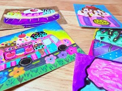 ACEO Original Ice Cream Banana Split Gouache Painting Summer Fun#3 by Liz Durant