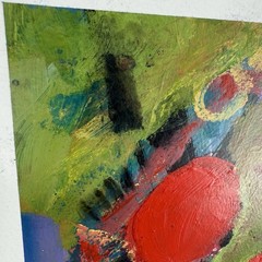 Original Abstract Art Painting on Heavy Paper Colorful Acrylic Signed 9×11.75 A