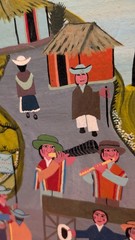 J. Francisco Ugsha Tigua Ecuador Folk Art Painting Signed Large 14×20