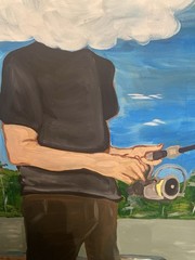 Fishing painting for home original acrylic painting on canvas