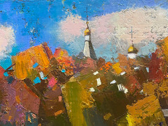 Oil painting Fall Ukrainian painter Canvas Unframed Decor original landscape