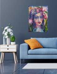 Original Art Woman Modern Oil Portrait Expressionism Author’s Painting Canvas