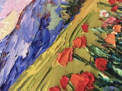 Original Art Oil Painting California Poppies Landscape Impasto Artwork 8x10in