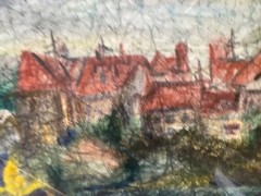 Painting Mischtechnik City At Shore Frame Modern Port North German Baltic Sea