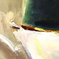 VINTAGE GREEN and gold cups Oil Painting 8x12in UKRANE
