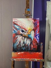 Original Eagle Patriotic Acrylic Painting 20 X 16 250 Yrs Celebration Art