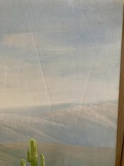 Original Signed Oil Painting Desert Landscape Wildflowers Saguaro Cactus 36″X24″