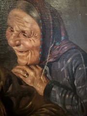 Original 19th c. Italian Zampighi Style Elderly Couple in Kitchen – G. De Luise