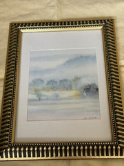 Watercolor Landscape SERENITY Painting Original Framed 6”x 8” , Signed