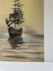 Rex Brandt Painting Nautical Boat Ship Sea Seascape Listed Famous Vintage Coast