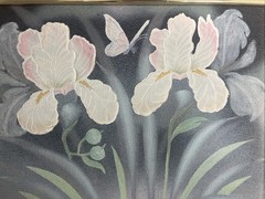 Iris & Butterfly Painting Oil On Canvas Signed Langley Original Art 11×13” MCM
