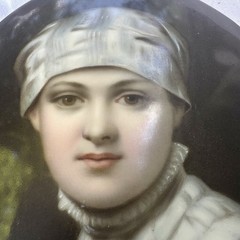 Antique German Porcelain Plaque Philippine Welser After Kaulbach Size 3