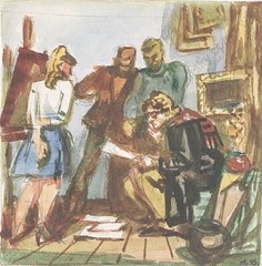 Anatoli Dovzhenko (1932-1991) „At the Artist’s Studio“, Watercolor, 1960s (1)