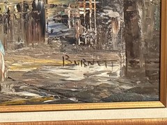 CAROLINE BURNETT OIL ON CANVAS MONTMARTRE AND THE SACRÉ-COEUR BASILICA. SIGNED