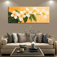 Vibrant Tropical Plumeria Floral HandPainted Oil Painting Modern Wall Art Decor