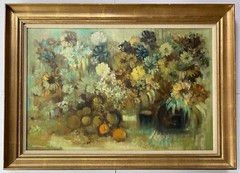 David Edwards VTG 1970’s Floral Fruit Still life Impressionism Abstract Painting