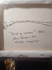 Original Signed 8×10 Golden Lemon Still Life Acrylic Canvas Impressionist Art
