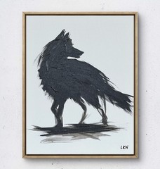Laeknapes Original Abstract Painting 14X11 Alert Wild Wolf Painting Wildlife Art