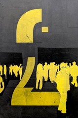 Original Mixed Media Collage on 7.5 x 11.75 inch Wood Panel. ‚Platform Yellow‘