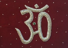 Indian Velvet Embroidery Art Handmade Jaipur Hindu Om Decor Ethnic Handicraft