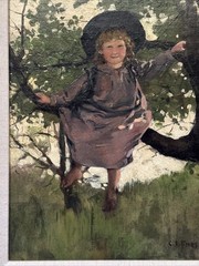 Charles Fries Painting Portrait His Daughter Landscape 1895 Antique 19th Century