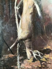 paintings 1890-1920 original, Deer hunter, hunting, whitetail deer, Illustration
