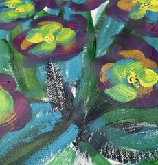 Original Art „Purple Flowers“ 9×12 Canvas Expressionism Abstract Design Home Art