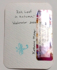 ACEO Art Card „Ash Leaf in Autumn“ Watercolor Trade Keep Gift Original Signed