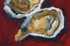 Oyster Oil Painting Shell Original Wall Art Seashell Paintings Pearl Seafood Art