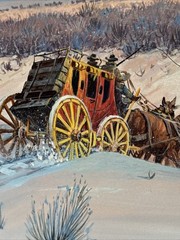 Austin Deuel Painting Landscape Wagon Frontier American Western Stagecoach