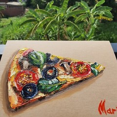 Pizza Vegetariana Painting Still life Original Art Kitchen Fast Food Capricciosa